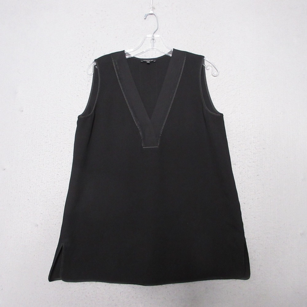Lafayette 148 Tank Top Small Black Silk Sleeveless Tunic Minimalist Quiet Luxury
